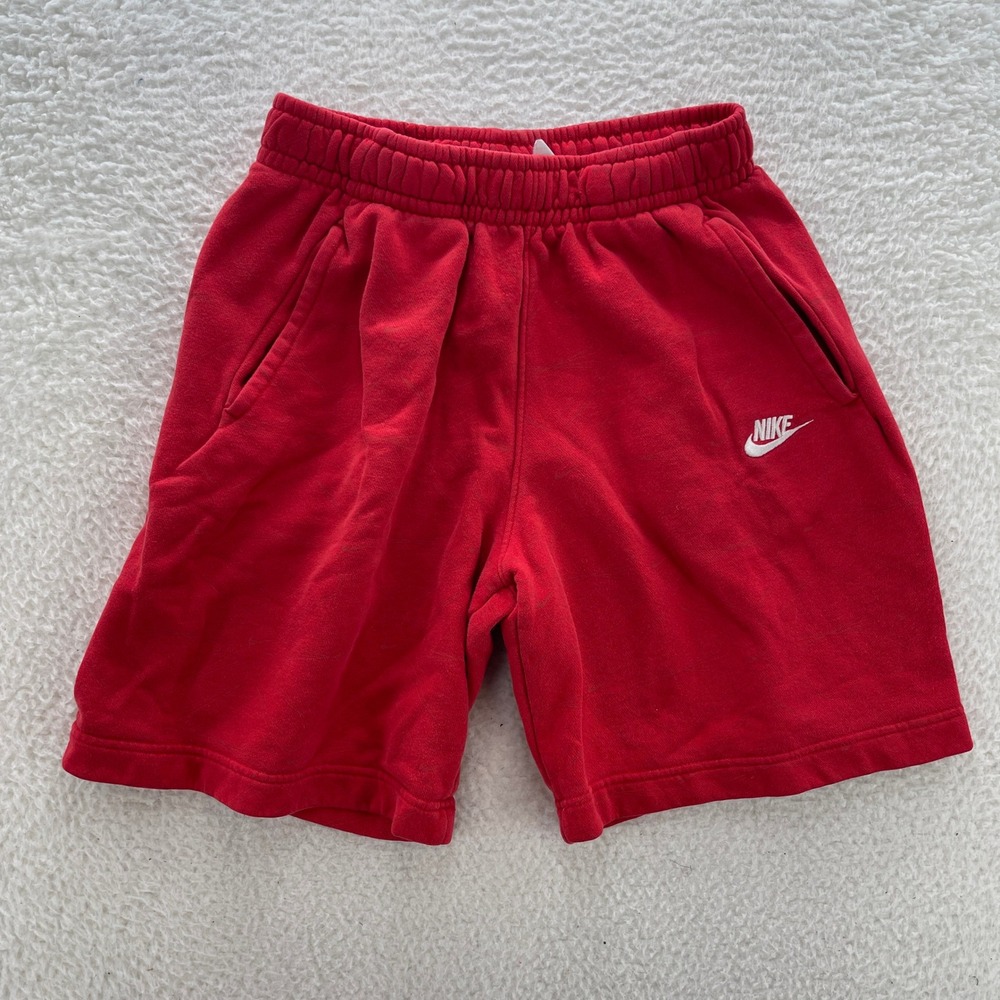 Nike Sweat Shorts Mens S Red 8" Sportswear Activewear Gym Workout Athleisure
